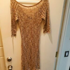 Bebe Metallic Knit Sheer Dress